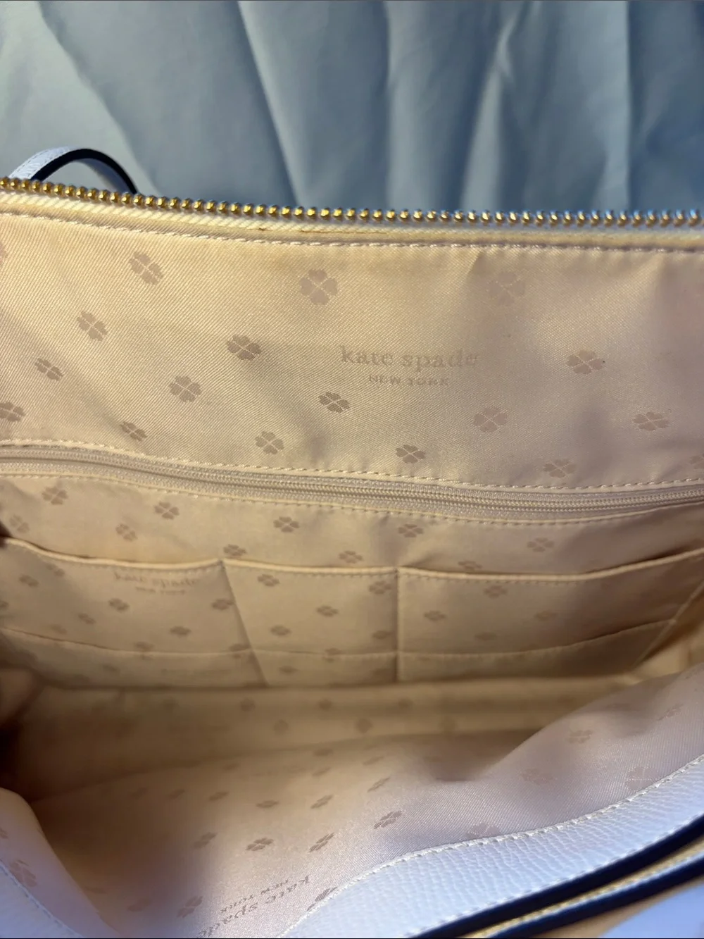 Kate Spade Cream Leather 13” Laptop Work Tote with dust bag